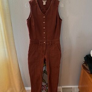 Duluth Trading Co Women's Button-Front Jumpsuit in Rust